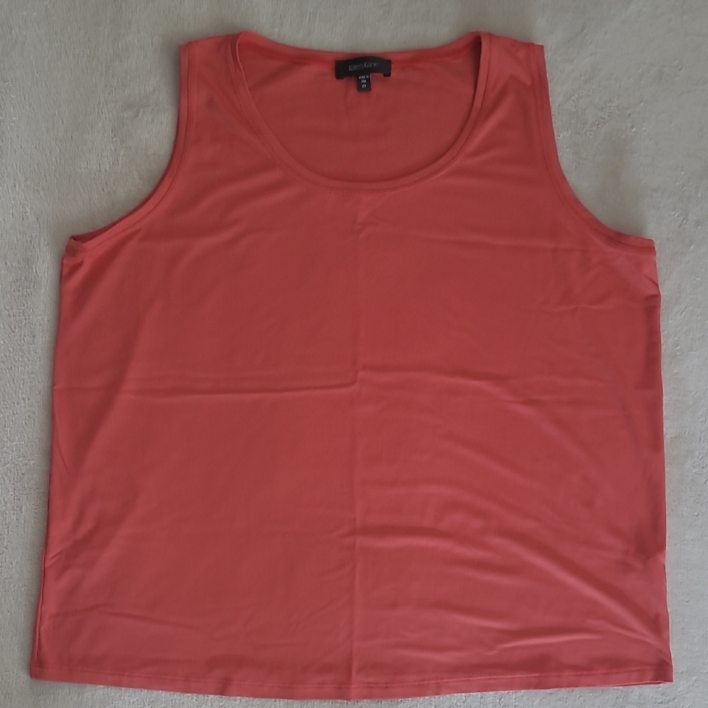 Karen Kane Womens Tank Top 2X Salmon Stretch Sleeveless USA Made Classic Casual
